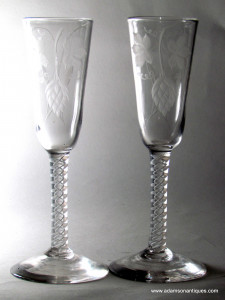 Pair of Opaque Twist Ale Glasses C 1760/65