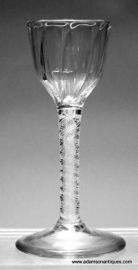 Rib Moulded Opaque Twist Wine Glass C 1760/65
