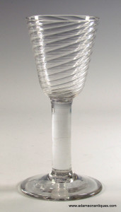 Rare Wrythen Bowl Plain Stem Wine Glass C 1740/50