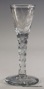 Engraved Facet Stem Wine Glass C 1760/70