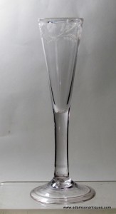 Engraved Plain Stem Ratafia Glass C 1750
