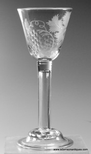 Engraved Hollow Stem Wine Glass C 1750/55