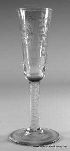 Honeysuckle Engraved Opaque Twist Glass C 1760/65