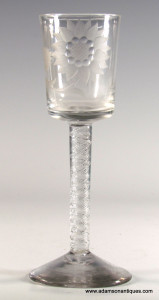 Engraved Bucket Bowl Air Twist Wine Glass C 1750/55