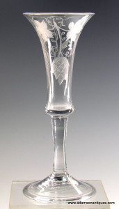 Tall Engraved Plain Stem Ale Glass C 1740/50