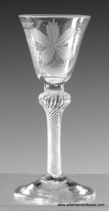 Engraved Air Twist Wine Glass C 1750/55