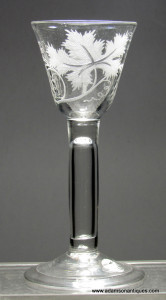 Engraved Hollow Stem Wine Glass C 1750/55