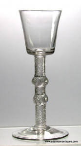 Unusual Double Knop Air Twist Wine Glass C 1750/55