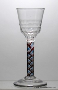 Very rare colour twist wine glass C 1765/70
