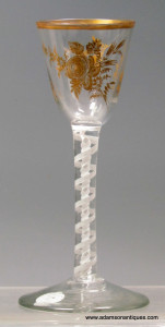 Giles Decorated Opaque Twist Wine Glass C 1760/65