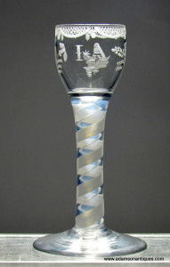 Rare Opalescent Opaque twist Cordial Glass C 1760/65