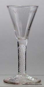 Rare Engraved Opaque Twist Gin Glass C 1760/65