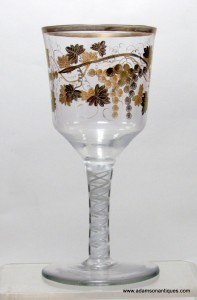 Large Giles Decorated Wine Goblet C1770