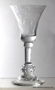 Large Engraved Composite Stem Wine Glass C 1740/45