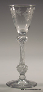 Rare Engraved Air Twist Wine Glass C 1755/60