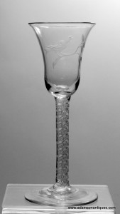 Engraved Opaque Twist Wine Glass C 1760/65